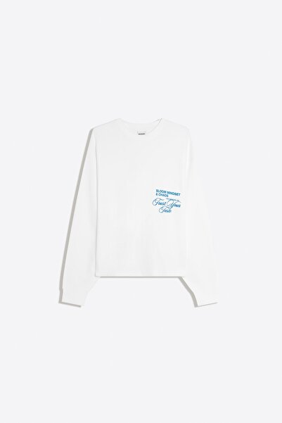 Bershka Baskılı bisiklet yaka sweatshirt
