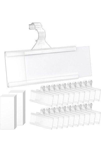 ALMEKAQUZ 120 PCS Wire Shelf Label Holders, Reusable Clip On Shelf Tags, Whit...