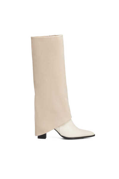 Tergan Bej Hakiki Deri Kadın Çizme - K25K1CM68151-A25