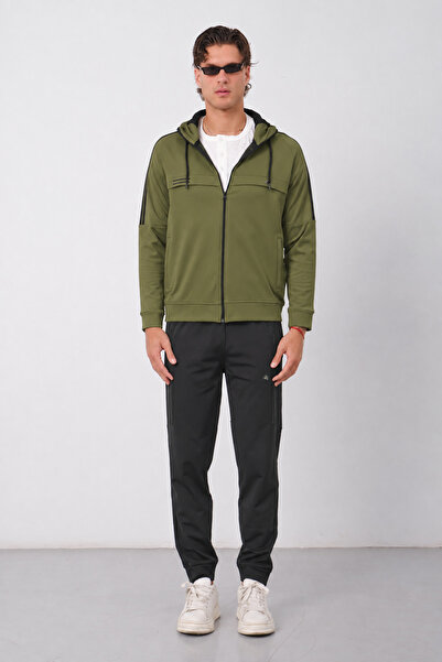 Dechers Men's White Diver Fabric Cotton Hooded Winter Tracksuit Set - E229
