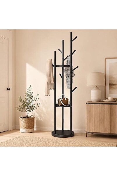 DOFEN Coat Rack Stand Freestanding with 3 Shelves & 9 Hooks, Modern Coat Tree...