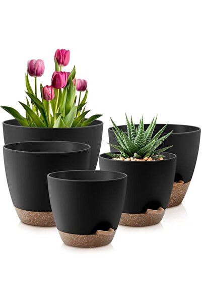 GENERAL 5 Pack Self Watering Plant Pots for Indoor Plants, Small to Medium Pl...