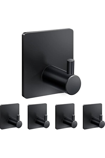Tazweeq 5 Pack Heavy Duty Adhesive Wall Hooks, Stick-on Towel Hooks without D...