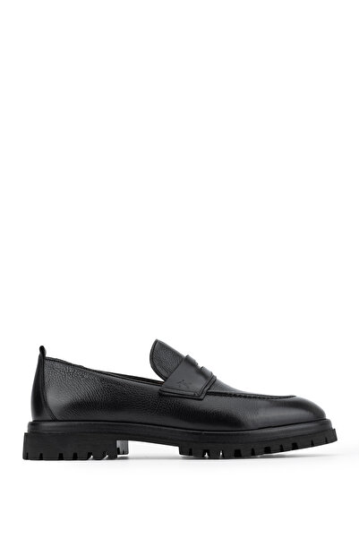 Tamer Tanca Men's Genuine Leather Black Loafer Shoes