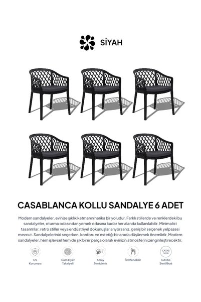 Daim Plastik CASABLANCA LÜX CAFE & RESTAURANT SANDALYESİ 6 LI