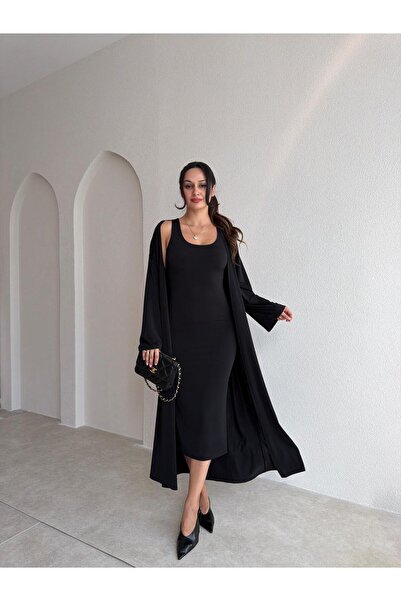 Mooi Butik MARLEN Hırka&Elbise Takım 4219 - Siyah