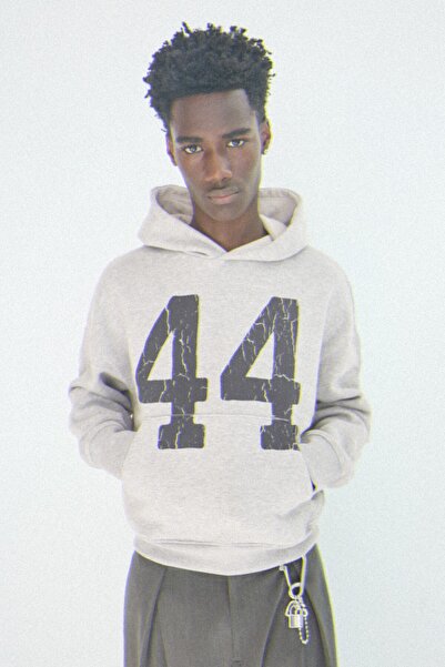 Bershka Yıkama efektli baskılı kapüşonlu sweatshirt