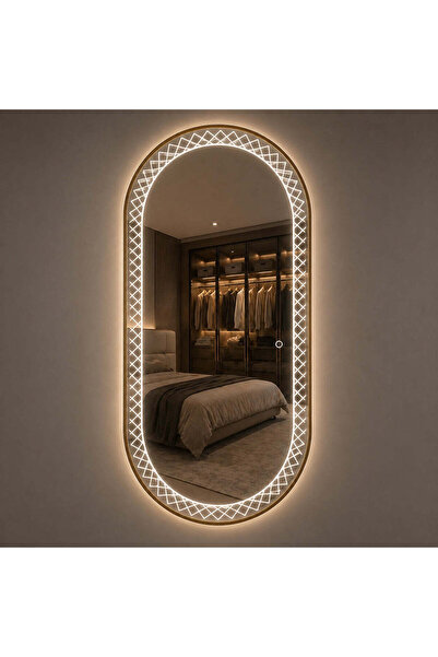 odjas Oglinda LED Premium 120x70 cm Ovala Iluminare Ambientala 3 Culori Touch...