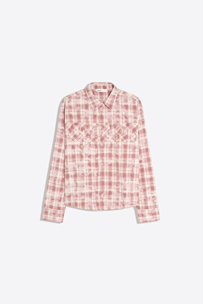 Bershka Yamalı kareli uzun kollu gömlek