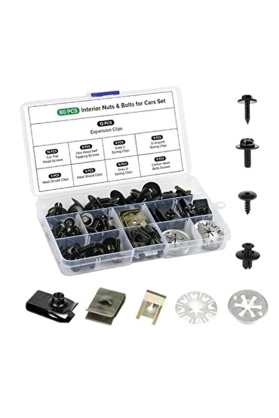 Yelajoy 80 PCS Body Screw Clips Set, Car Tin Nuts Screw Nut Clip Kit, U Type ...