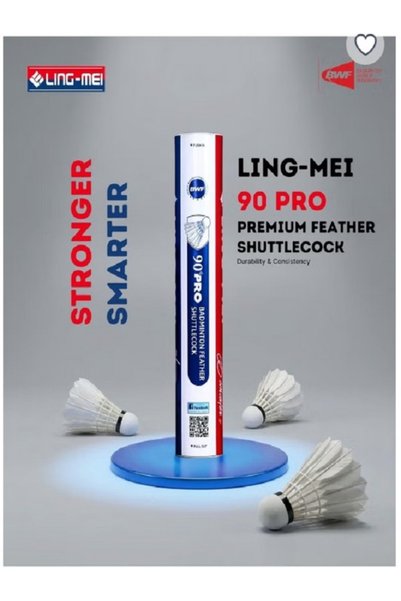 LINGMEI LING-MEI 90 PRO Goose Feather Shuttlecock (White) - PACK OF 1 TUBE