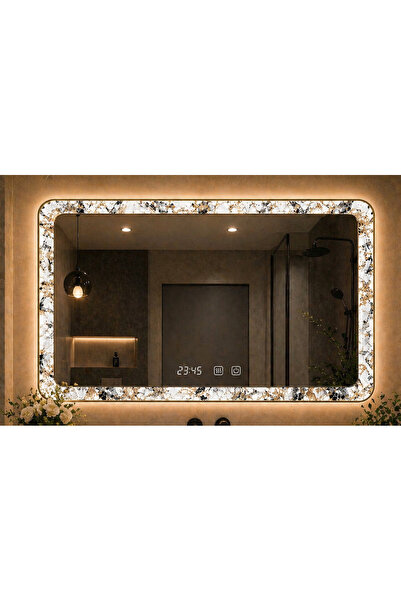 odjas Oglinda LED 90x70 cu Model Decorativ pe Margini Iluminare Ambientala To...