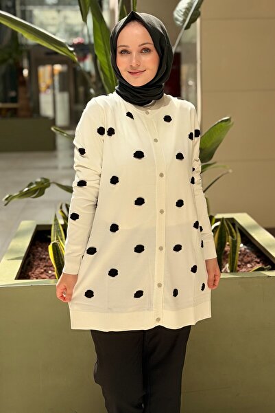 Ghisa Embossed Mini Floral Embroidered Mercerized Cardigan