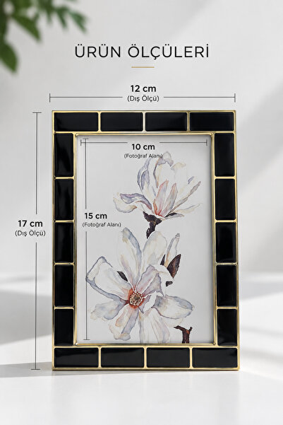 Eq deco Gold Noir Metal Fotoğraf Çerçevesi 10x15 cm Modern Dekoratif Masaüstü ve Duvar Çerçevesi
