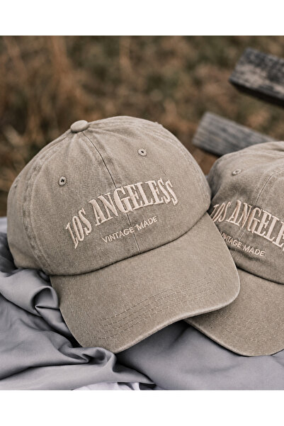 Mutkin Los Angeles Nakışlı Yıkamalı Vintage Unisex Şapka Ayarlanabilir Eskitm...