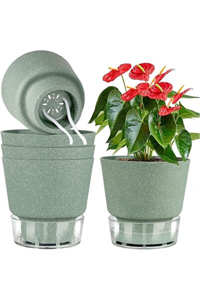 LinJie Plant Pots，Self Watering Planters,Planters With Drainage Hole And Tray...