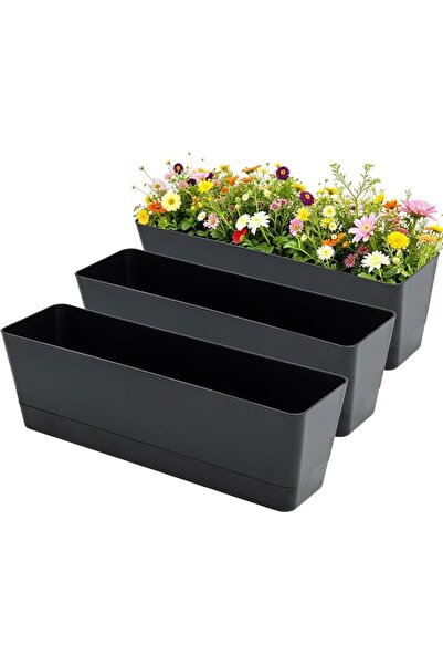 Bamworld Plant Window Box Plant Pot 16in 3pcs Planters, Large Rectangular Her...