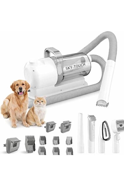 SKY TOUCH SKY-TOUCH Dog/Cat Hair Vacuum & Grooming Kit, 12 in 1 Shedding Groo...