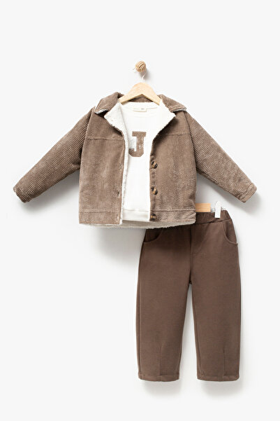 Jikko Baby Boy's Welsoft Lined Corduroy Jacket, Printed Sweatshirt and Trouse...