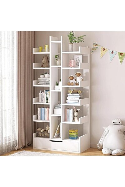 GENERAL 18-Tier Floor Standing Tree Bookshelf, Home Corner Bookcase with draw...