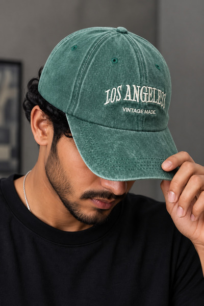 Mutkin Los Angeles Nakışlı Yıkamalı Vintage Unisex Şapka Ayarlanabilir Eskitm...