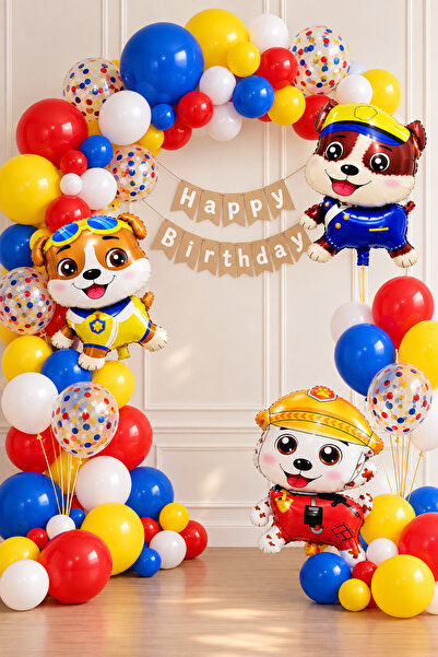 ALYA PARTİ 3'lü Köpek Folyo Balonlu Doğum Günü Seti | Happy Birthday Banner |...