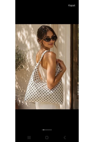 ARTTMACRAME Black Polka Dot White Shoulder Bag