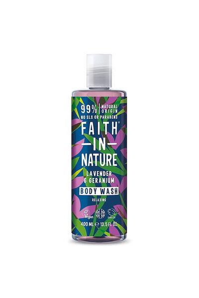 Faith In Nature Λεβάντα & Γεράνιο, Καθαριστικό & Θρεπτικό, Αφρόλουτρο, 400 ml