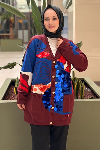 Ghisa Para Pul Sequined Colorful Knitwear Cardigan