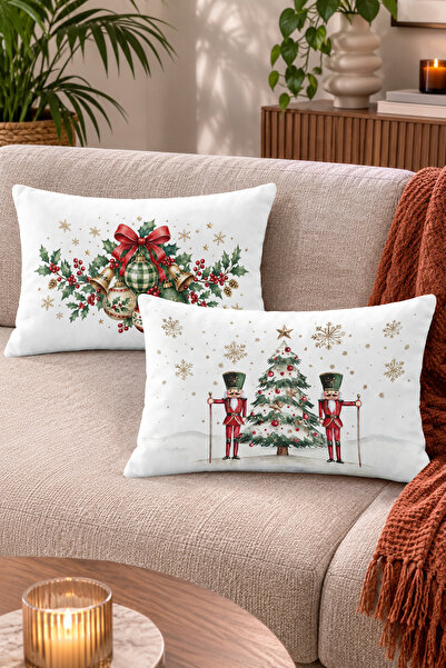 Home Yılbaşı Çam Ağacı ve Kurşun Asker Figürlü Noel Motifli Dekoratif Kırlent...