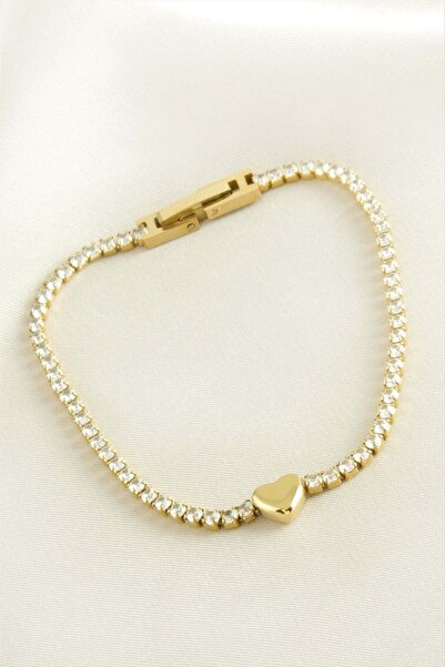 TakÇalıştır Heart Zircon Stone Luxury Steel Bracelet