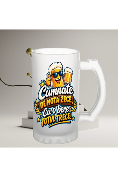 Arka9 Halbă Personalizată pentru Cumnat – „De nota zece, cu o bere totul trece!”