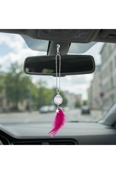 Oto Aksesuarcım Disco Bulk Metal Star Rearview Mirror Ornament Fuchsia Pink F...
