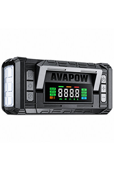 Avapow TM28 Titan 20000mAh 4000A Bitmiş Akü Çalıştıran Jump Starter+Lastik Şişirme Taşınabilir Akü Takviye