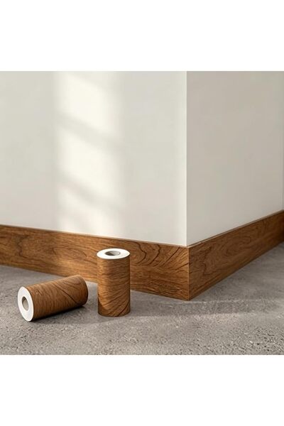 HQstrap 2PCS Self-Adhesive Wood Grain Baseboard Trim，Asian Teak Color
