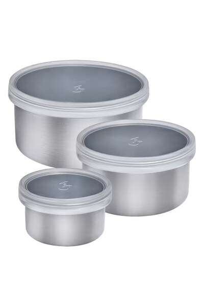 - Mini Saklama Seti, 100-200-400 ml, Paslanmaz Çelik, Silikon Sızdırmaz Kapaklı, Fırınlanabili