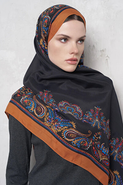 ED Scarf شال فلوش فيسكون بنمط شفاف - برتقالي