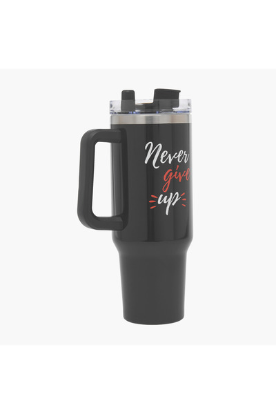 Lifestyle Slogan Print Double Wall Vacuum Mug with Handle - 1.2 L