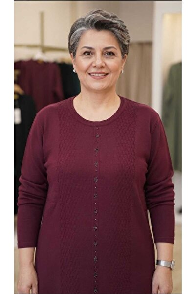 güncüoğlu Plus Size Self-Patterned Knitwear Sweater