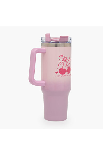 Lifestyle Cherry Print Stainless Steel Vacuum Mug with Double Wall Insulation...