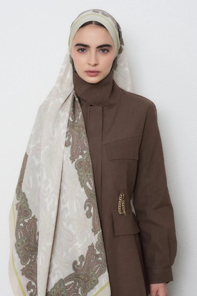 ED Scarf Patterned floss viscose shawl - soft green