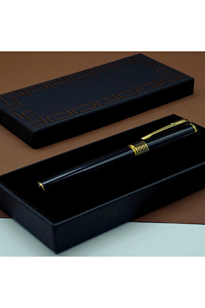 Lovesta Home Gold Engraved Black Metal Roller Ball Pen