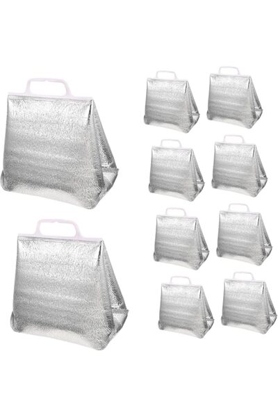 GENERAL 10 Pcs Reusable Insulated Food Tote Bags, Aluminum Thermal Snack & Dr...