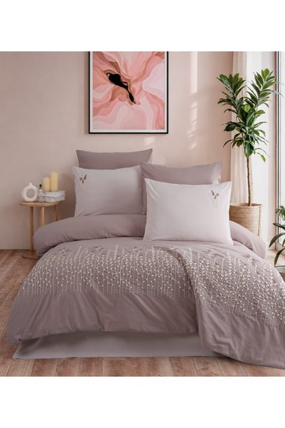 Marka Newhome Diamond Diva Rose Luxury Embroidered 100% Cotton Double Duvet C...
