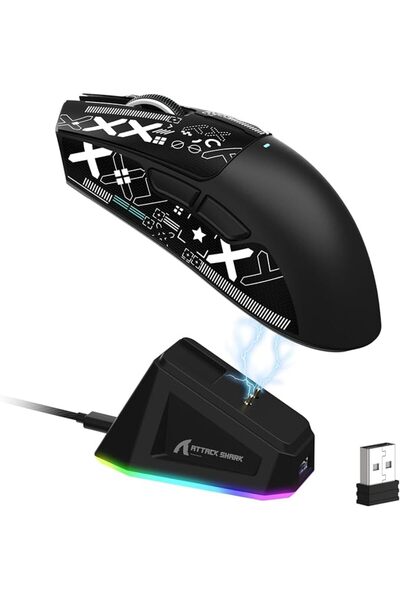 LexonElec ماوس الألعاب اللاسلكي X Attack Shark X11 مع محطة شحن مغناطيسية بإضا...