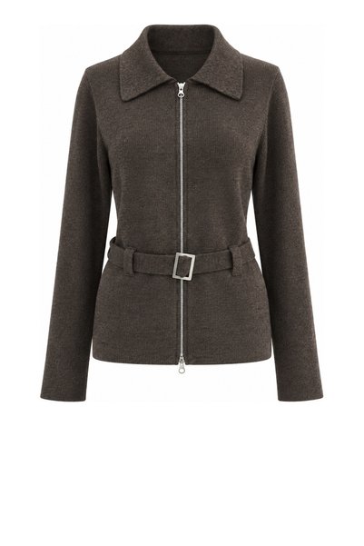 Özge Özgenç Self-Belted Zippered Cardigan