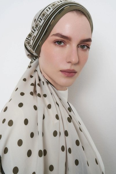ED Scarf Polka dot pattern floss viscose shawl - green