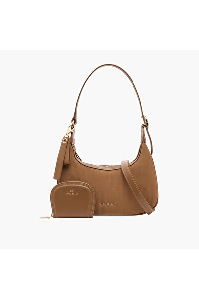 Chrisbella Textured Baguette Bag with Pouch