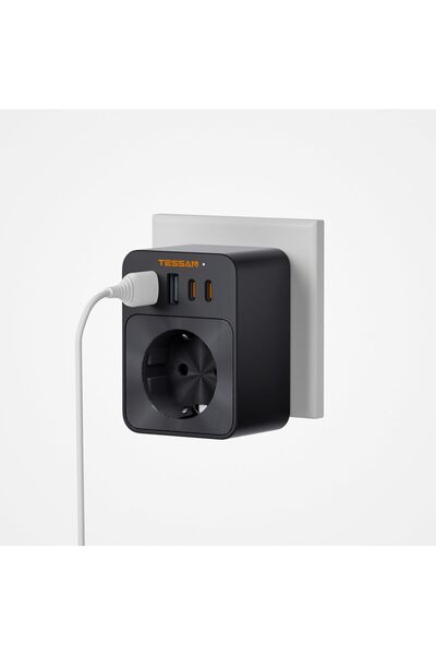 TESSAN 5'i 1 Arada 30W Type-C PD Hızlı Şarj Cihazı 1 AC Priz + 2 USB-C + 2 US...