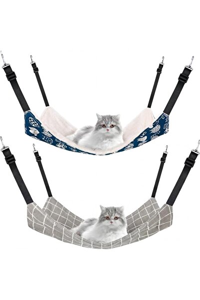 Jetec 2 Pieces Reversible Cat Hammock, Soft, Breathable, Pet Cage Hammock wit...